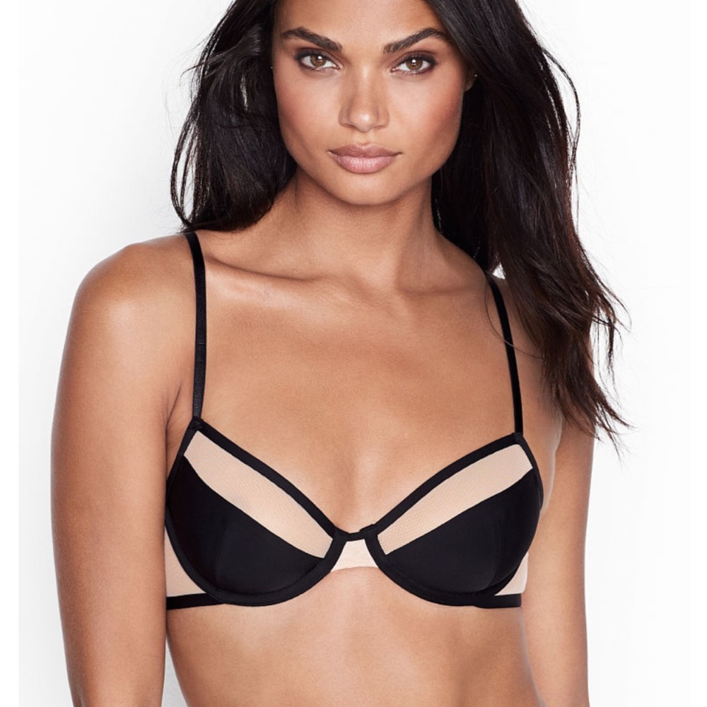 Victoria’s Secret Luxe Lingerie Unlined Mesh Demi Bra